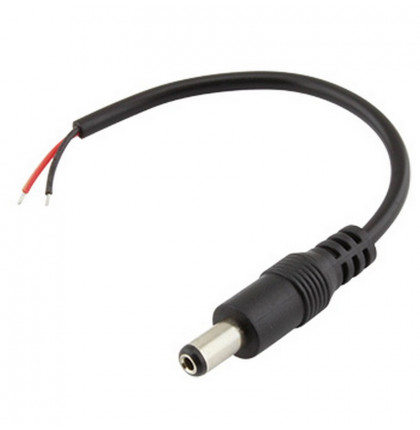Napájecí kabel s konektorem DC 5,5 x 2,1mm, 1x vidlice, 15cm černý
